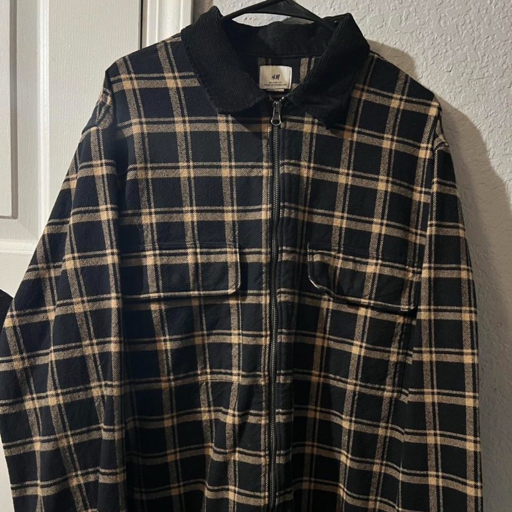 H&M Black and Tan Checkered Jacket